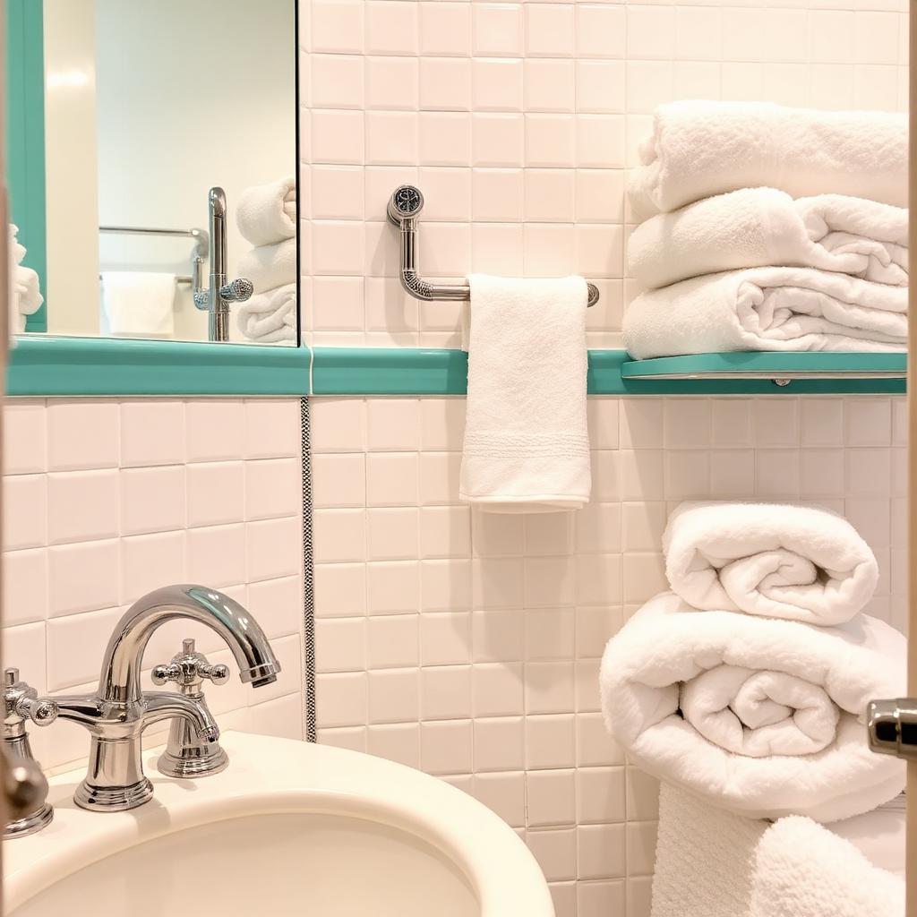 Sparkling clean bathroom with teal accents