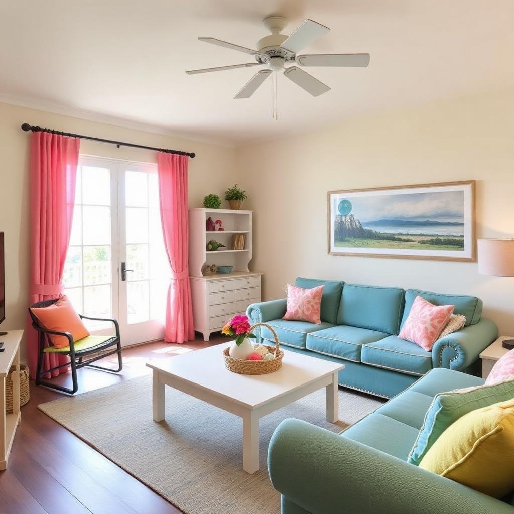 Vacation rental living room ready for guests